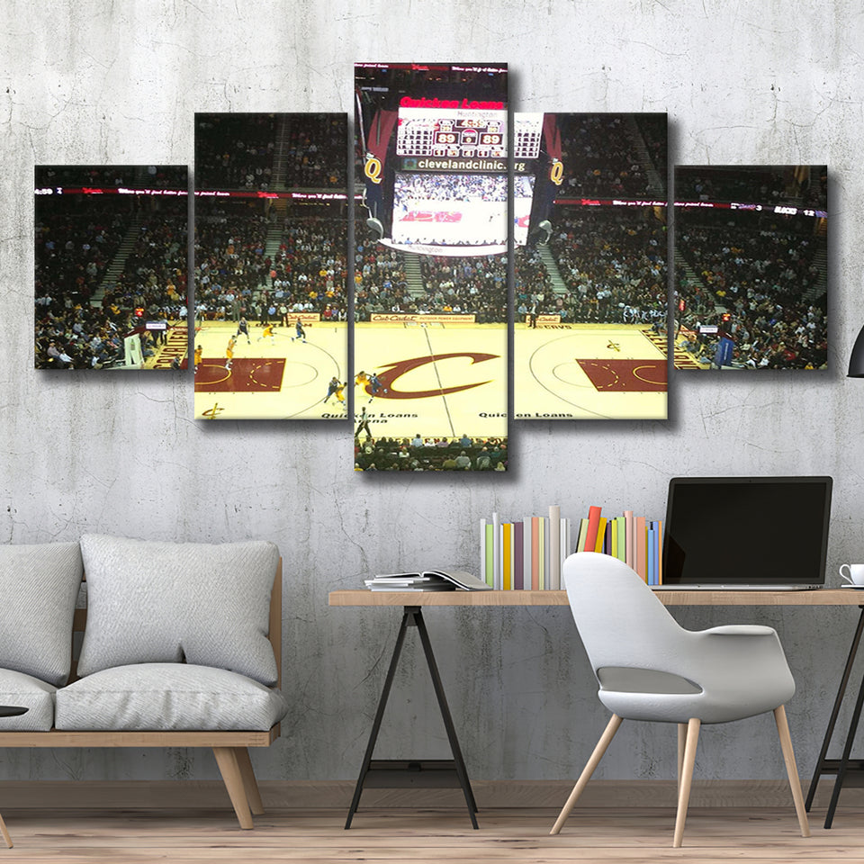 Cleveland Cavaliers Stadium Canvas Prints Rocket Mortgage FieldHouse Wall Art,Multi Panels,Sport Stadium Art Prints, Fan Gift
