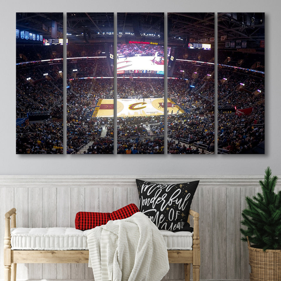 Cleveland Cavaliers Stadium Canvas Prints Rocket Mortgage FieldHouse Wall Art,Multi Panels B,Sport Stadium Art Prints, Fan Gift