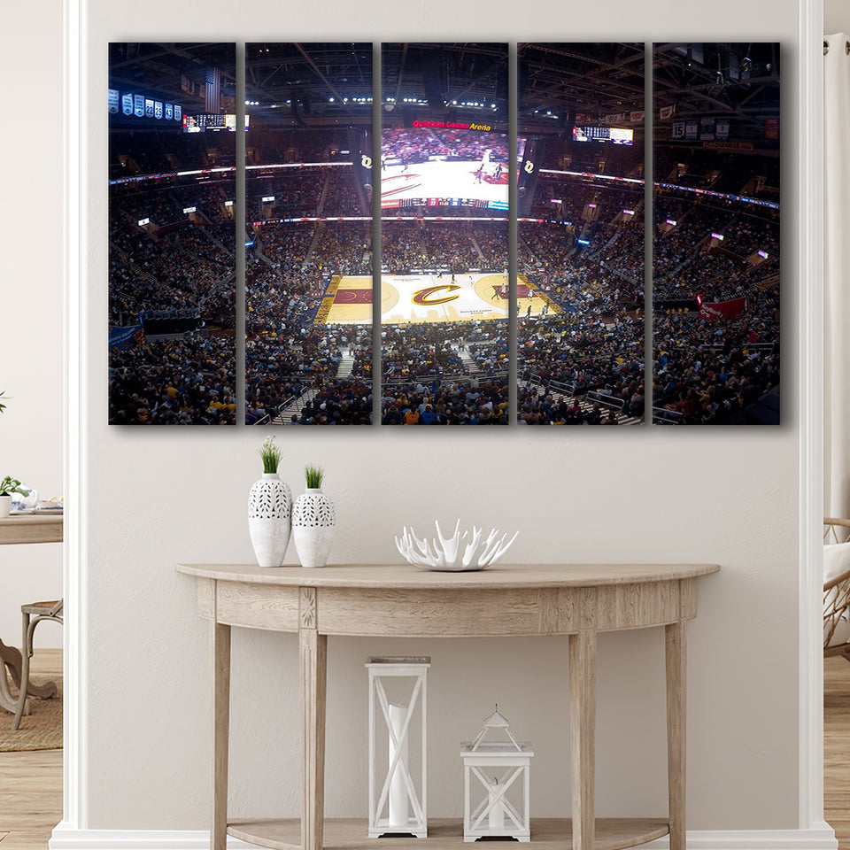 Cleveland Cavaliers Stadium Canvas Prints Rocket Mortgage FieldHouse Wall Art,Multi Panels B,Sport Stadium Art Prints, Fan Gift