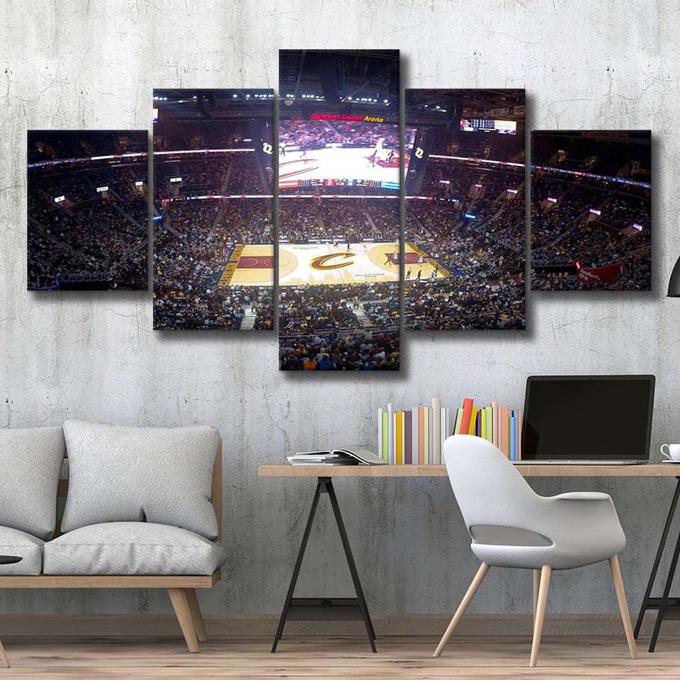 Cleveland Cavaliers Stadium Canvas Prints Rocket Mortgage FieldHouse Wall Art,Multi Panels,Sport Stadium Art Prints, Fan Gift