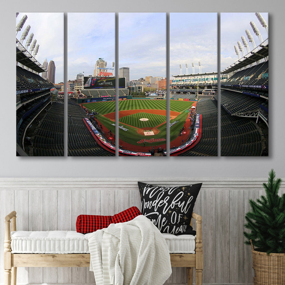 Cleveland Indians Stadium Canvas Prints Progressive Field Wall Art Baseball100,Multi Panels B,Sport Stadium Art Prints, Fan Gift
