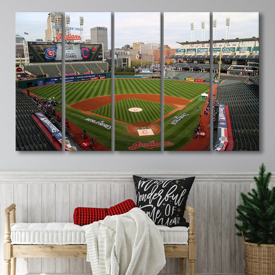 Cleveland Indians Stadium Canvas Prints Progressive Field Wall Art Baseball,Multi Panels B,Sport Stadium Art Prints, Fan Gift
