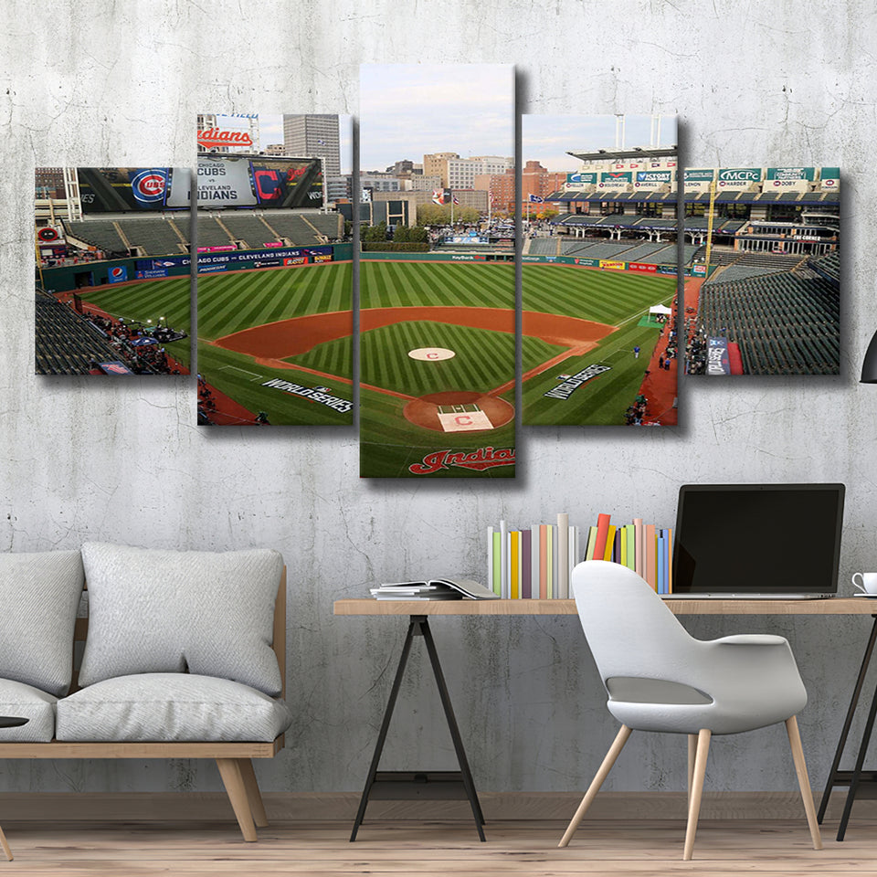 Cleveland Indians Stadium Canvas Prints Progressive Field Wall Art Baseball,Multi Panels,Sport Stadium Art Prints, Fan Gift