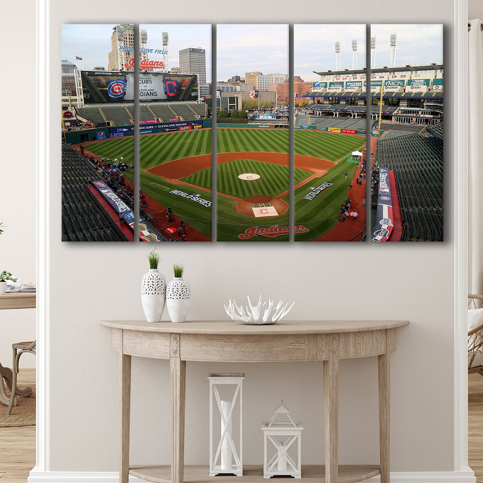 Cleveland Indians Stadium Canvas Prints Progressive Field Wall Art Baseball,Multi Panels B,Sport Stadium Art Prints, Fan Gift
