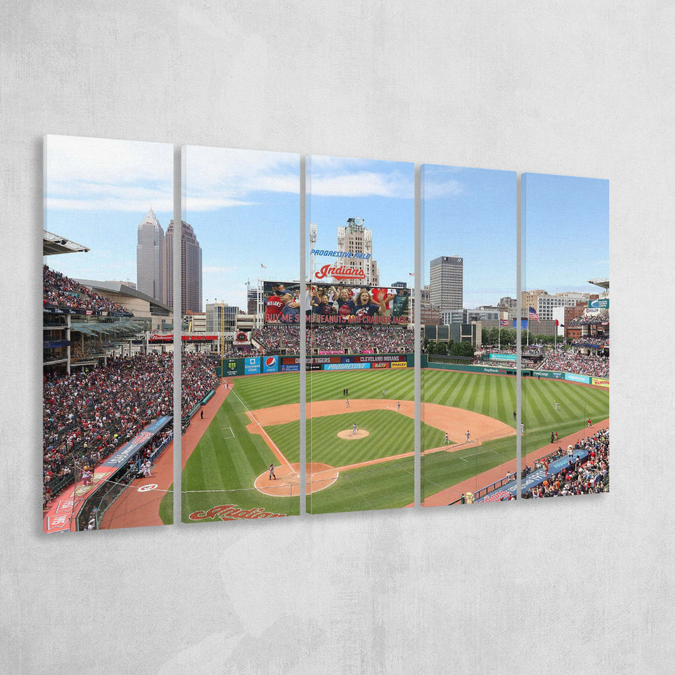 Cleveland Indians Wall Art Progressive Field Stadium Canvas Prints Baseball100,Multi Panels B,Sport Stadium Art Prints, Fan Gift