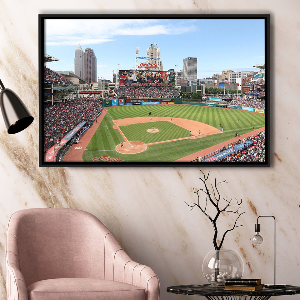 Cleveland Indians Wall Art Progressive Field Stadium Framed Canvas Prints Baseball100,Sport Stadium Art Prints, Fan Gift