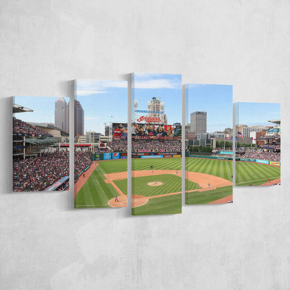 Cleveland Indians Wall Art Progressive Field Stadium Canvas Prints Baseball100,Multi Panels,Sport Stadium Art Prints, Fan Gift