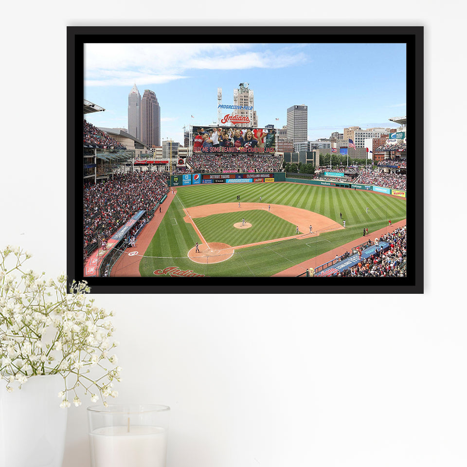 Cleveland Indians Wall Art Progressive Field Stadium Framed Canvas Prints Baseball100,Sport Stadium Art Prints, Fan Gift
