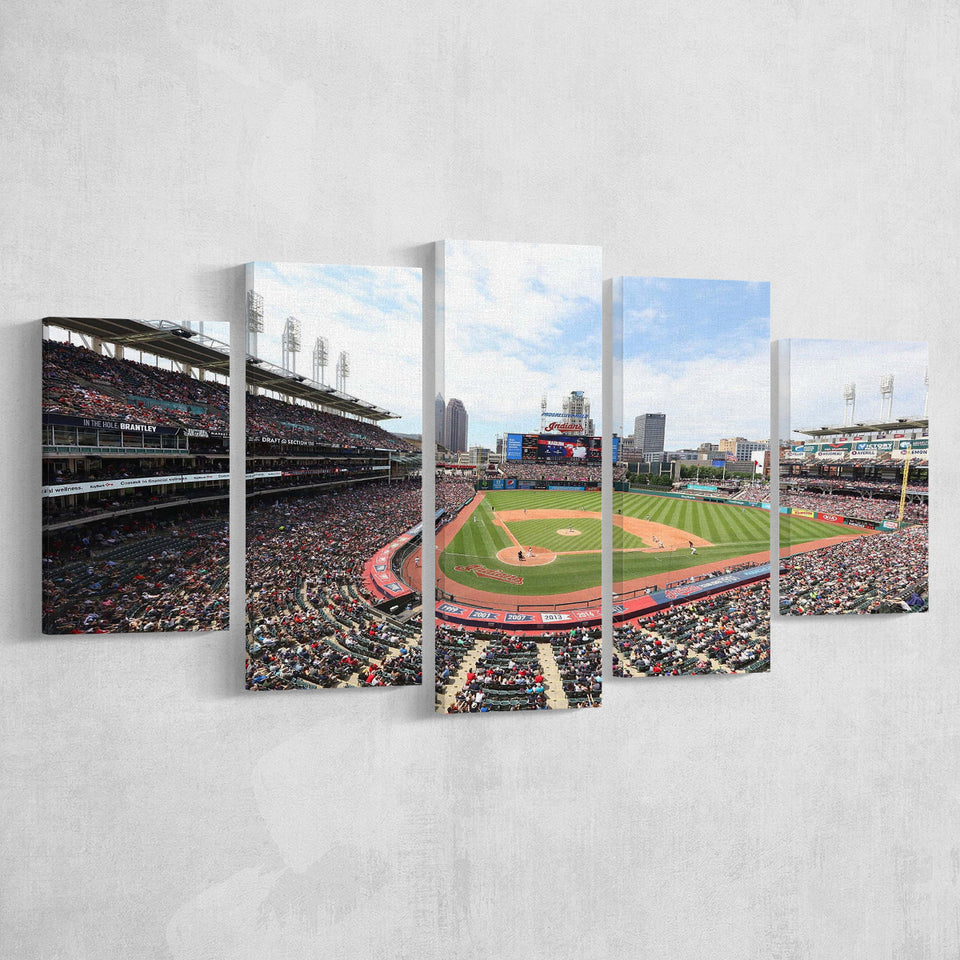 Cleveland Indians Wall Art Progressive Field Stadium Canvas Prints Baseball,Multi Panels,Sport Stadium Art Prints, Fan Gift