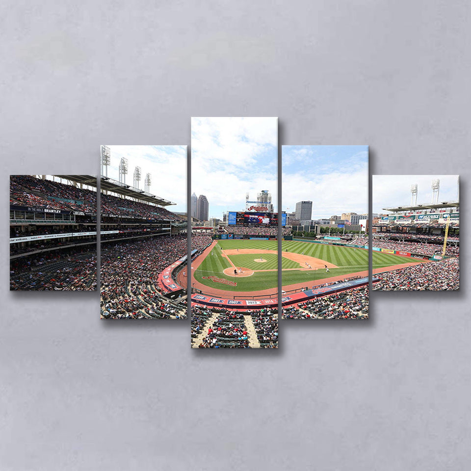 Cleveland Indians Wall Art Progressive Field Stadium Canvas Prints Baseball,Multi Panels,Sport Stadium Art Prints, Fan Gift