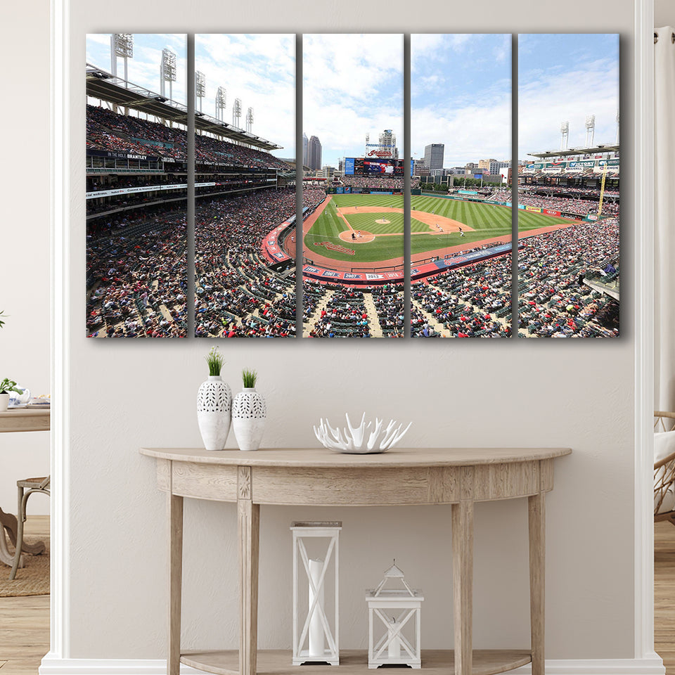 Cleveland Indians Wall Art Progressive Field Stadium Canvas Prints Baseball,Multi Panels B,Sport Stadium Art Prints, Fan Gift
