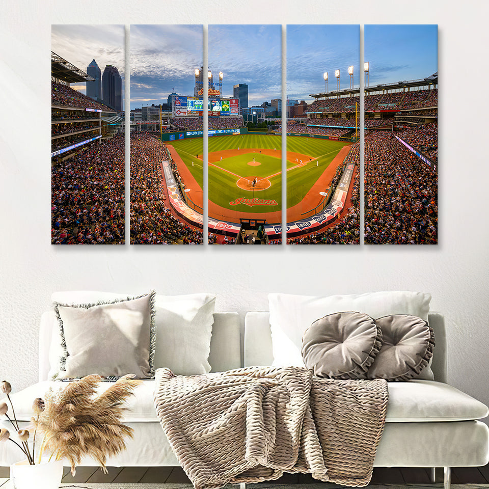 Cleveland Indians Announce Progressive Field Renovation Plans 5 Pieces Canvas Prints Wall Art Decor - Painting Canvas,Multi Panel
