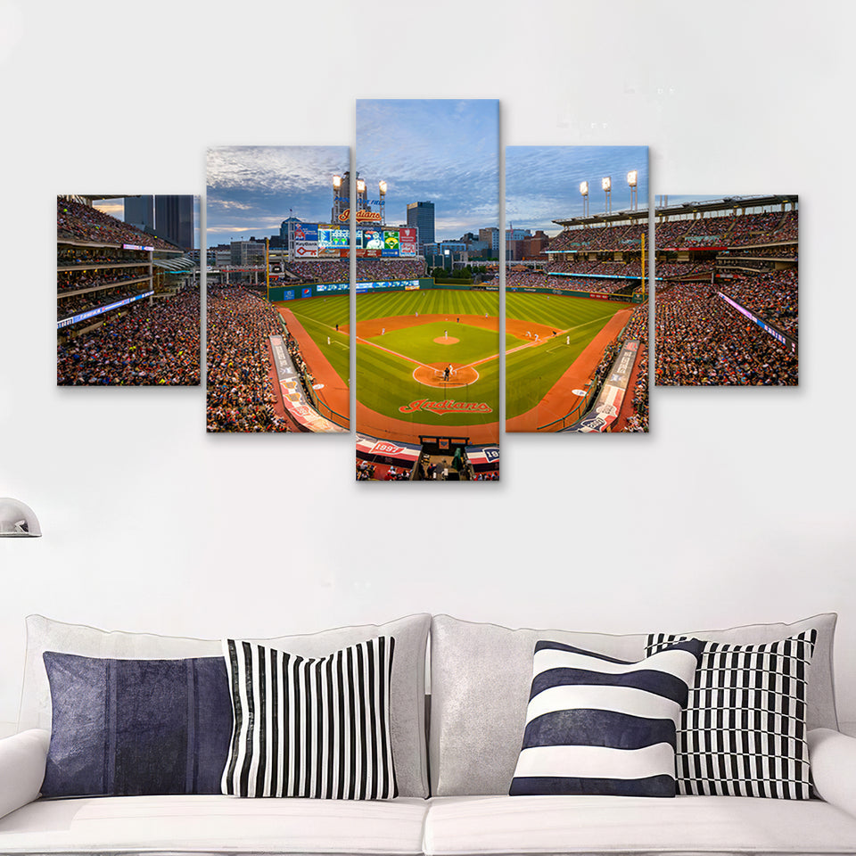 Cleveland Indians Announce Progressive Field Renovation Plans  5 Pieces Canvas Prints Wall Art - Painting Canvas, Multi Panel, Home Wall Decor