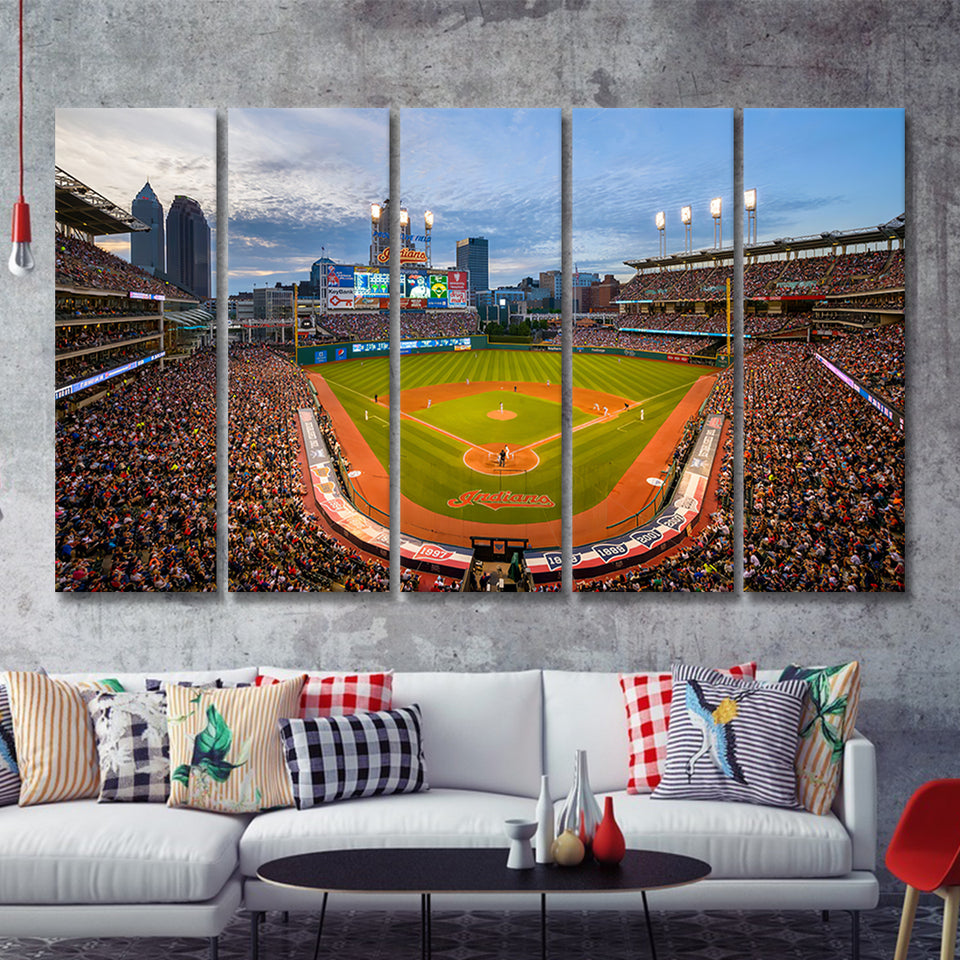 Cleveland Indians Announce Progressive Field Renovation Plans 5 Pieces Canvas Prints Wall Art Decor - Painting Canvas,Multi Panel