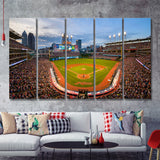 Cleveland Indians Announce Progressive Field Renovation Plans 5 Pieces Canvas Prints Wall Art Decor - Painting Canvas,Multi Panel