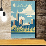 Cleveland Ohio Retro Art Print ,City Art Print, Large Canvas, Canvas Print Wall Art Home Decor