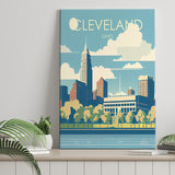 Cleveland Ohio Retro Art Print ,City Art Print, Large Canvas, Canvas Print Wall Art Home Decor