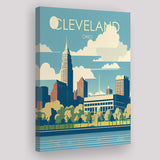 Cleveland Ohio Retro Art Print ,City Art Print, Large Canvas, Canvas Print Wall Art Home Decor