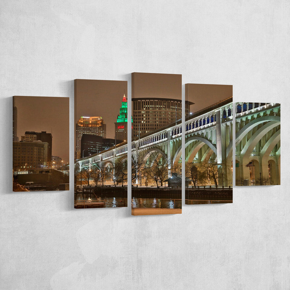 Cleveland Skyline, Cleveland Canvas Art Multi Panels,Canvas Prints Wall Art Home Decor