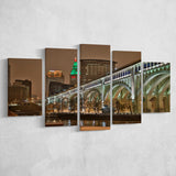 Cleveland Skyline, Cleveland Canvas Art Multi Panels,Canvas Prints Wall Art Home Decor