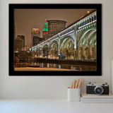 Cleveland Skyline, Cleveland Art Framed Art Prints Wall Art Decor,Black Frame, Ready to hang