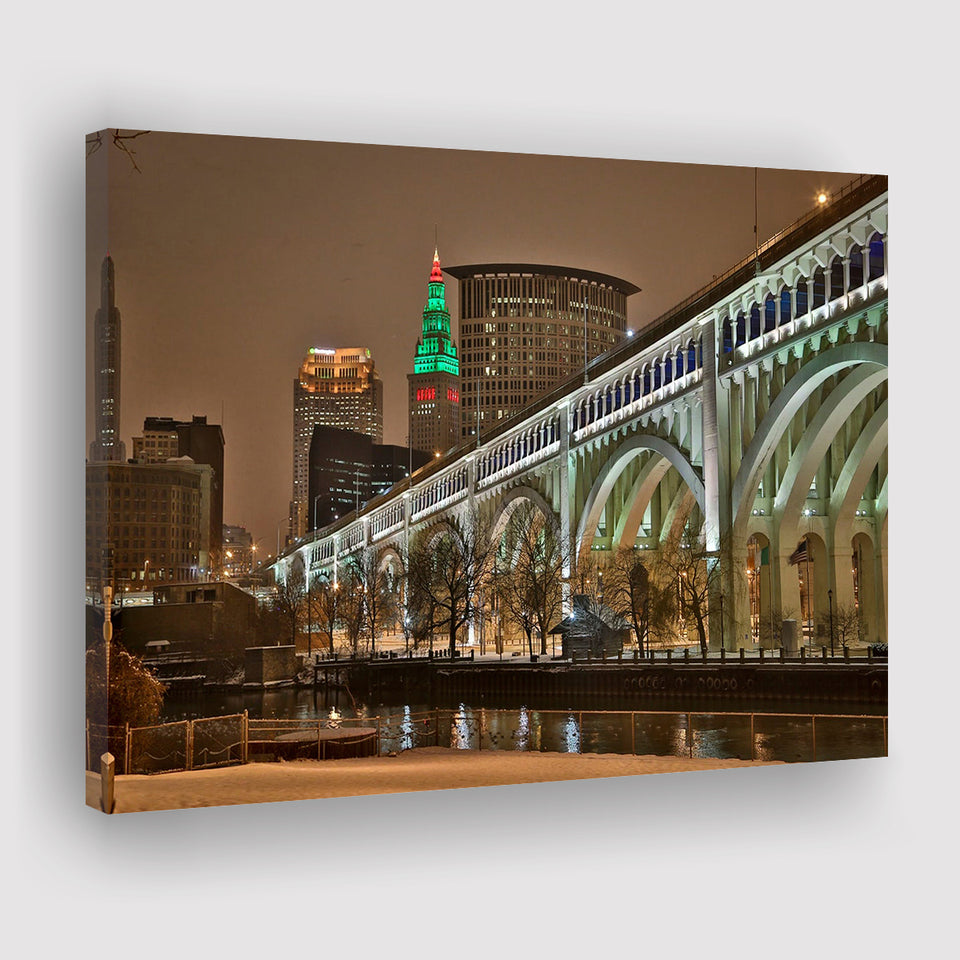 Cleveland Skyline, Cleveland Canvas Art Canvas Prints Wall Art Home Decor - Painting Canvas, Ready to hang