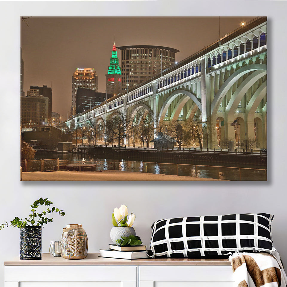 Cleveland Skyline, Cleveland Canvas Art Canvas Prints Wall Art Home Decor - Painting Canvas, Ready to hang
