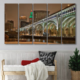 Cleveland Skyline, Cleveland Canvas Art 5 Panels B,Large Canvas,Canvas Prints Wall Art Home Decor
