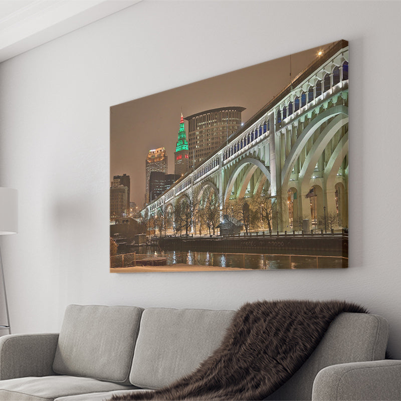 Cleveland Skyline, Cleveland Canvas Art Canvas Prints Wall Art Home Decor - Painting Canvas, Ready to hang