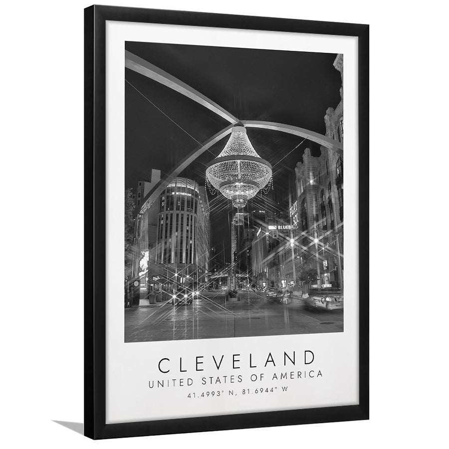 Cleveland, Usa 1 Black And White Art Framed Art Prints Wall Art Decor, Framed Picture