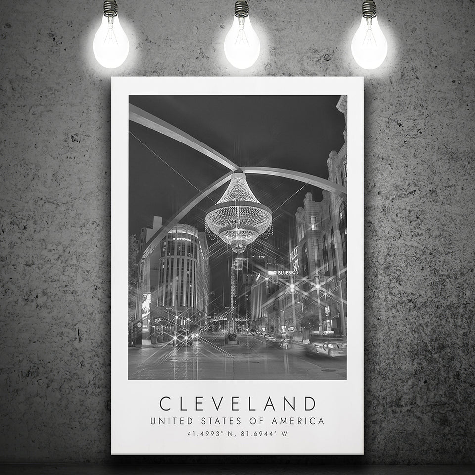 Cleveland, Usa 1 Black And White Art Canvas Prints Wall Art Home Decor