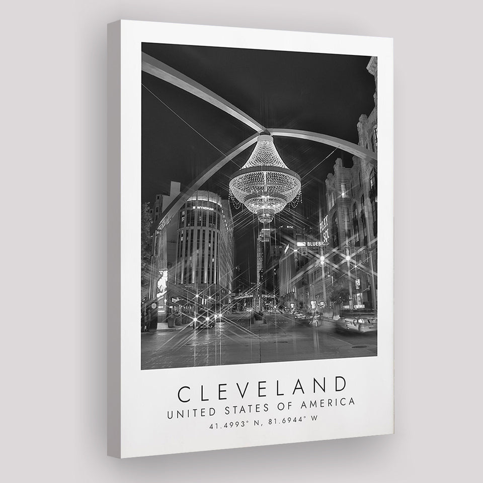Cleveland, Usa 1 Black And White Art Canvas Prints Wall Art Home Decor