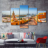 Clock Tower Gate in Cartagena's old city 5 Pieces Canvas Prints Wall Art - Painting Canvas, Multi Panels, Wall Decor