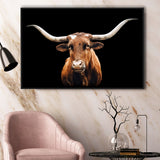 Close Up Portrait Of Reddish Brown Cow With A Black Background Framed Canvas Prints Wall Art - Painting Canvas,Framed Picture,Wall Decor