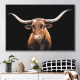 Close Up Portrait Of Reddish Brown Cow With A Black Background Canvas Prints Wall Art - Painting Canvas,Wall Decor,Art Print,Home Decor