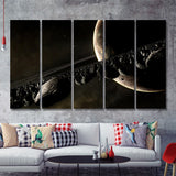 Closed Up Planet Saturn 5 Pieces B Canvas Prints Wall Art - Painting Canvas, Multi Panels,5 Panel, Wall Decor