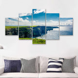 Coast at the Cliffs of Moher In Ireland 5 Pieces Canvas Prints Wall Art - Painting Canvas, Multi Panels, Wall Decor