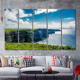 Coast at the Cliffs of Moher In Ireland 5 Pieces Canvas Prints Wall Art - Painting Canvas, Multi Panels, Wall Decor