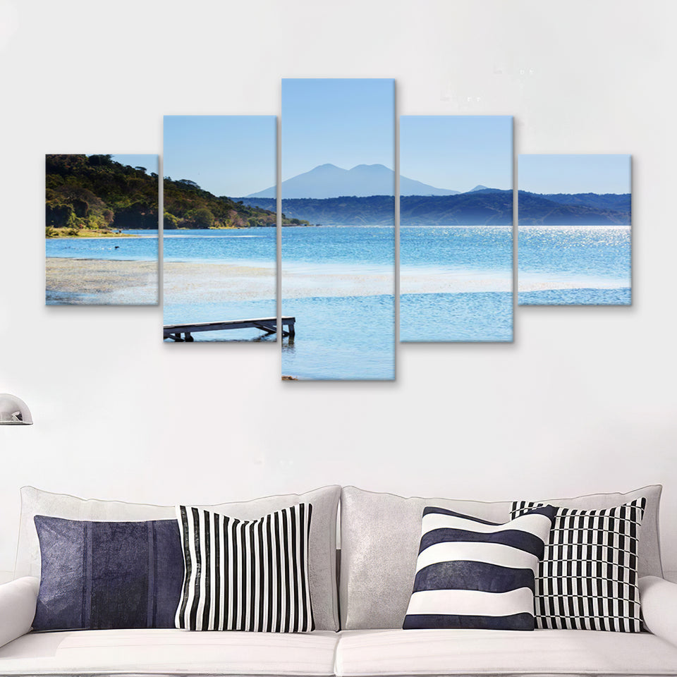 Coatepeque lake view Santa Ana El Salvador Central America 5 Pieces Canvas Prints Wall Art - Painting Canvas, Multi Panels, Wall Decor