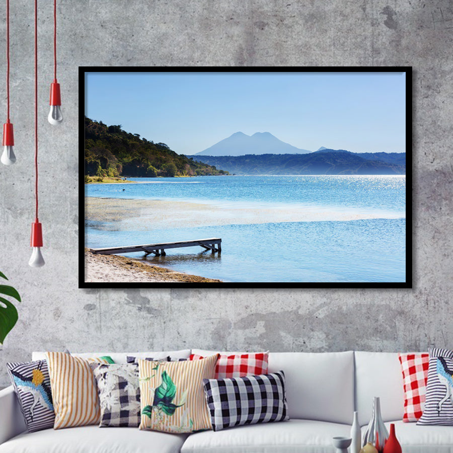 Coatepeque lake view Santa Ana El Salvador Central America Framed Art Prints Wall Decor - Painting Art, Wall Art, Home Decor