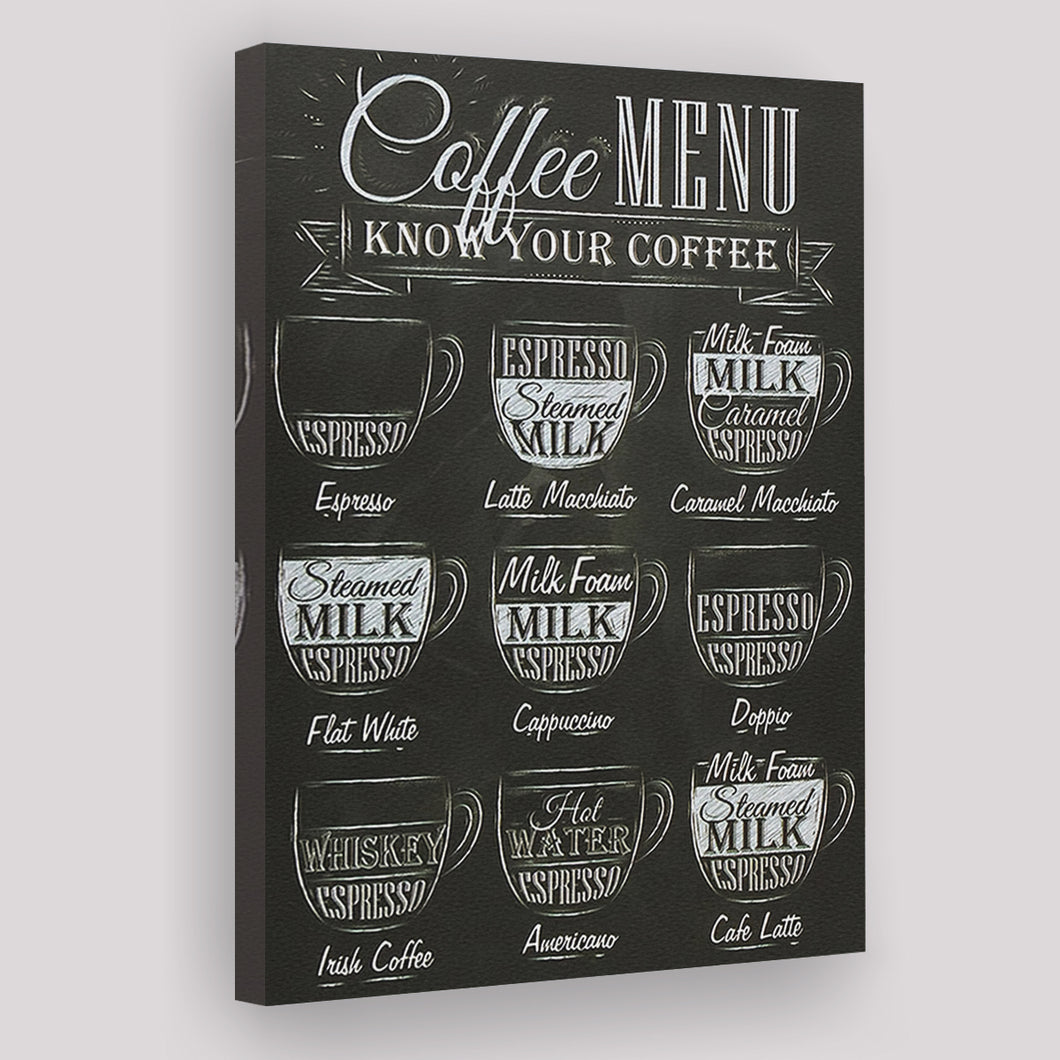 Coffe menu Canvas Prints Wall Art Painting Canvas Home Wall