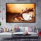 Coffee Art Coffee Print Kitchen Framed Canvas Prints Wall Art Home Decor - Painting Canvas, Black Frame, Framed Picture
