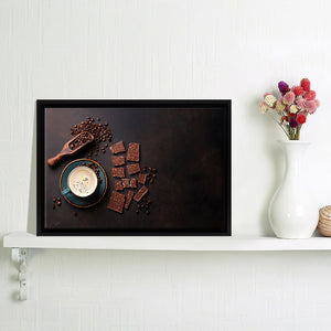 Coffee Beans And Chocolate Bars Framed Canvas Wall Art - Framed Prints, Canvas Prints, Prints for Sale, Canvas Painting