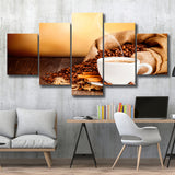 Coffee Wall Art 5 Piece Canvas Prints Wall Art Decor, Multi Panels, Mixed Canvas