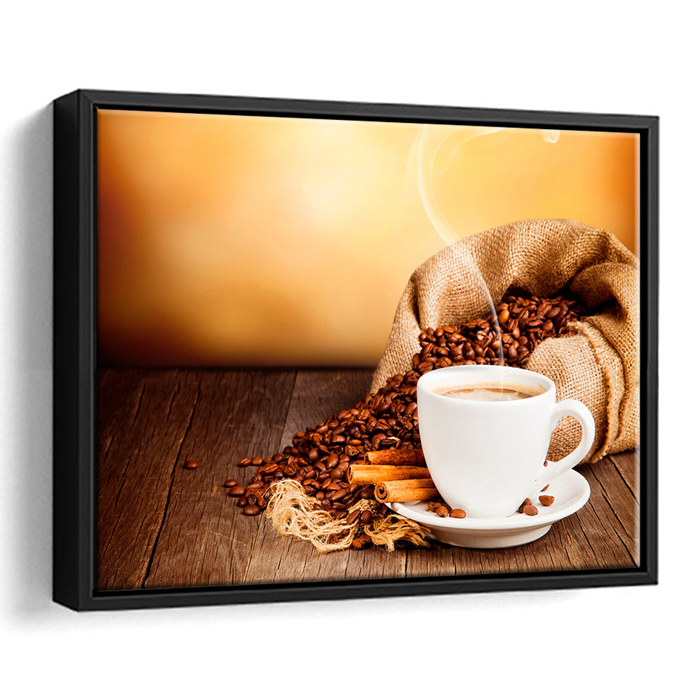 Coffee Wall Art Framed Canvas Prints Wall Art Decor, Framed Picture, Floating Frame