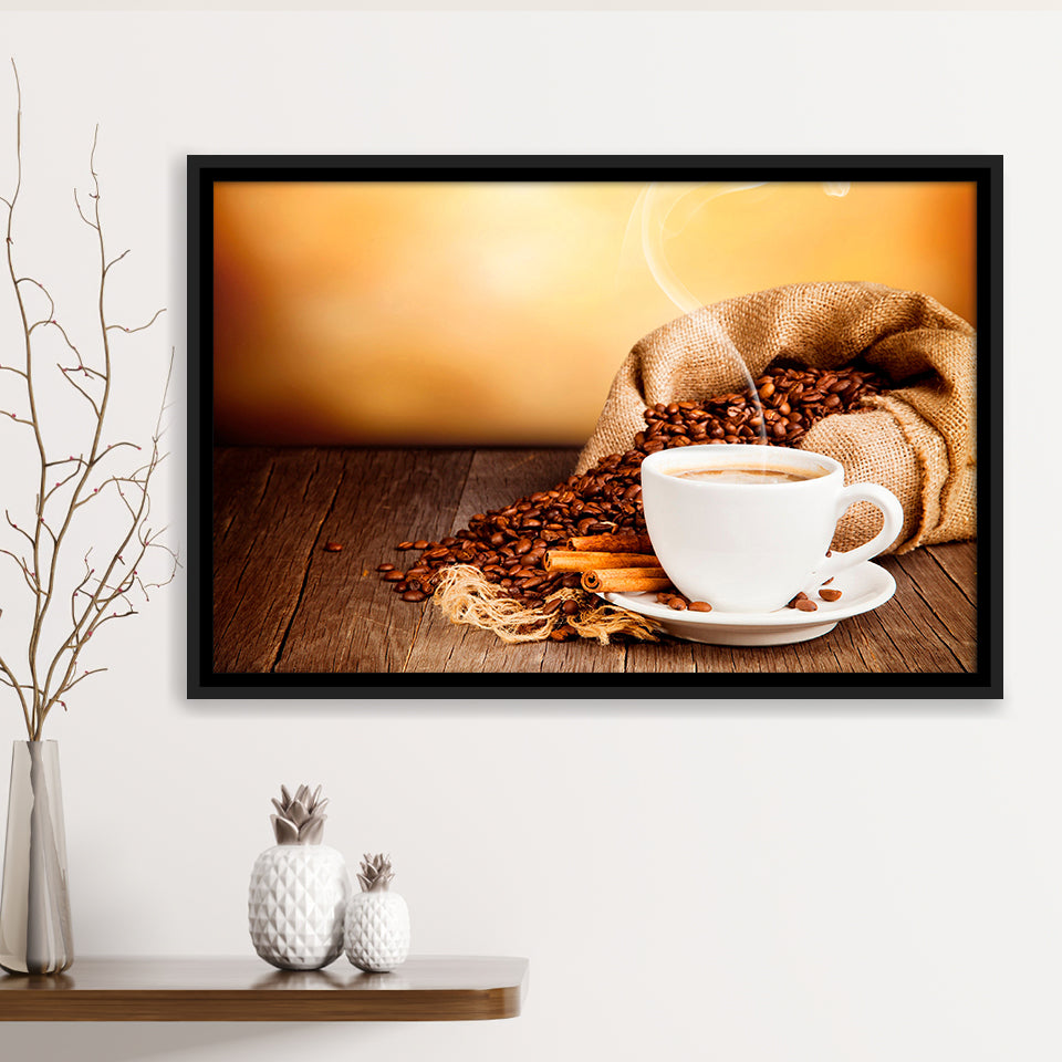 Coffee Wall Art Framed Canvas Prints Wall Art Decor, Framed Picture, Floating Frame