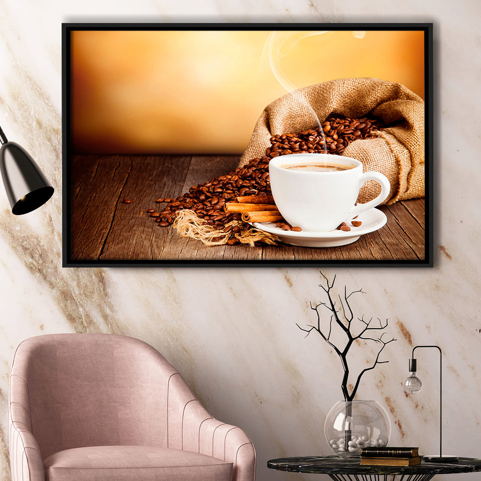 Coffee Wall Art Framed Canvas Prints Wall Art Decor, Framed Picture, Floating Frame