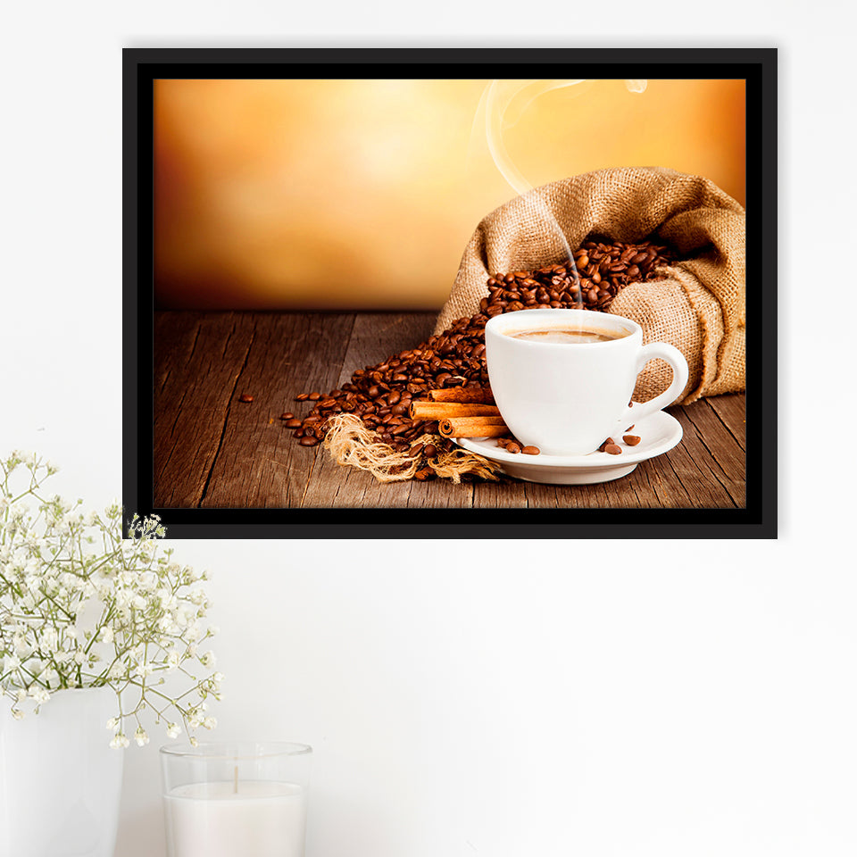 Coffee Wall Art Framed Canvas Prints Wall Art Decor, Framed Picture, Floating Frame