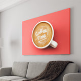 Coffee With Coffe Time Phrase Canvas Wall Art - Canvas Prints, Prints for Sale, Canvas Painting, Canvas On Sale