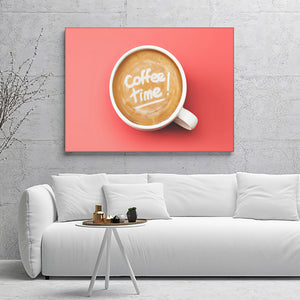 Coffee With Coffe Time Phrase Canvas Wall Art - Canvas Prints, Prints for Sale, Canvas Painting, Canvas On Sale